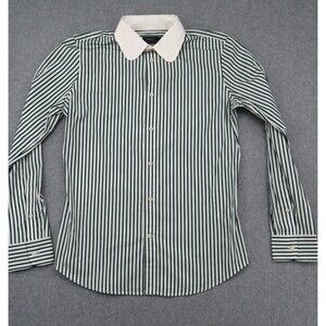Polo Ralph Lauren Custom Fit Shirt Women's 12 Forest Green Stripe NWT